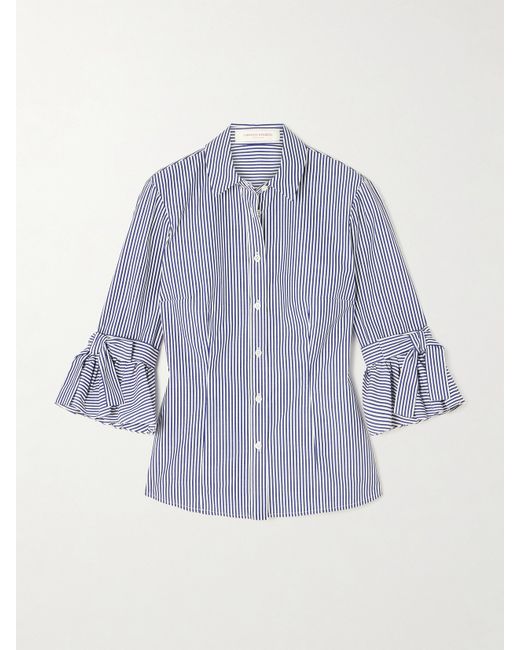Carolina Herrera Tie-detailed Striped Cotton-poplin Shirt
