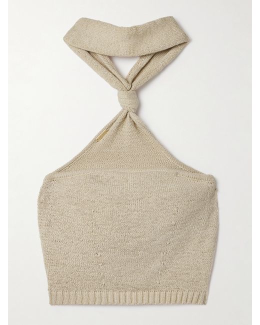 Cult Gaia Sorine Cropped Cotton-blend Halterneck Top