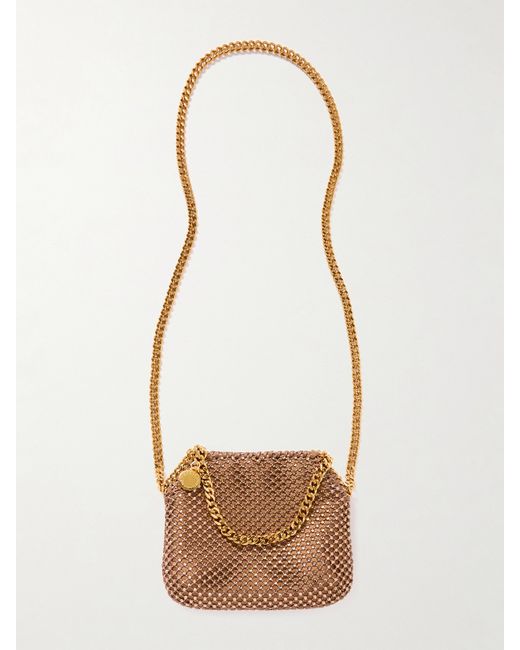 Stella McCartney Falabella Mini Crystal-embellished Mesh Shoulder Bag Bronze