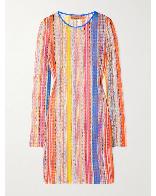 Missoni Striped Crochet-knit Mini Dress