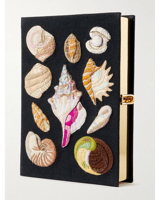 Olympia Le-Tan Shells Embroidered Appliquéd Canvas Clutch