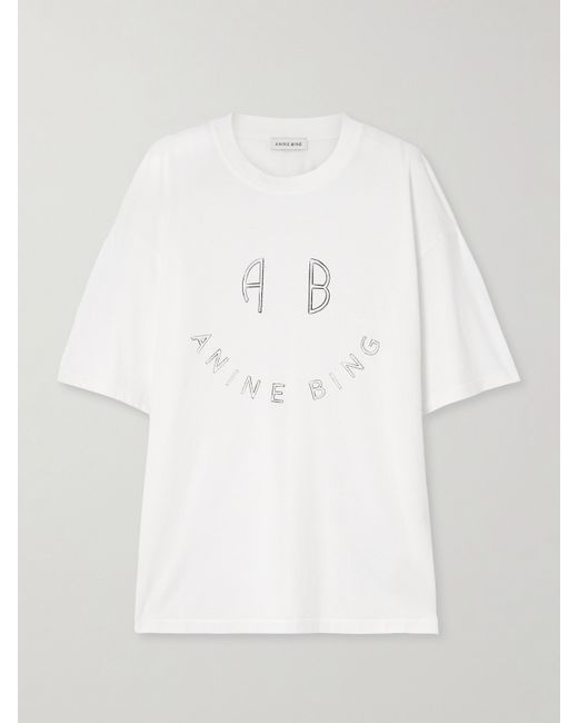 Anine Bing Kent Smiley Printed Cotton-jersey T-shirt