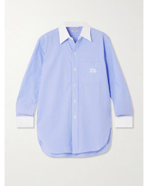 Bode Signet Murray Embroidered Striped Cotton-poplin Shirt
