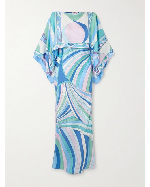 Pucci Iride Layered Printed Silk-twill Maxi Dress