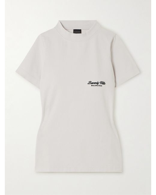 Balenciaga Embroidered Stretch-cotton T-shirt