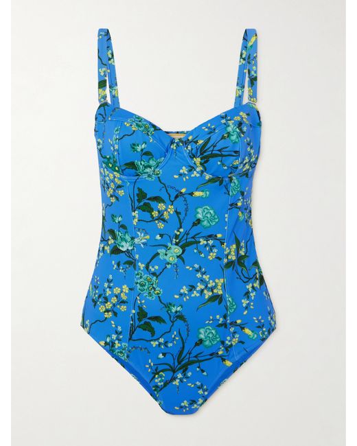 Erdem Floral-print Paneled Underwired Swimsuit