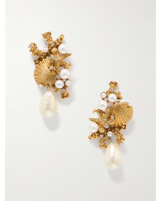 Jennifer Behr Reef plated Faux Pearl And Crystal Earrings