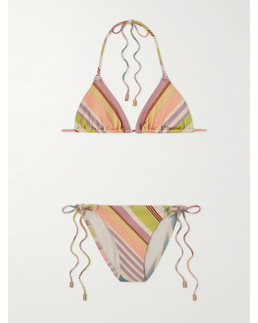 Zimmermann Halliday Striped Printed Bikini