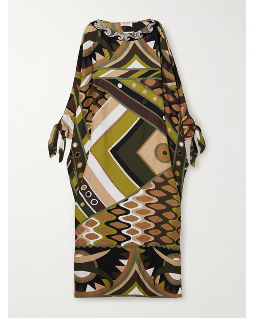 Pucci Bead-embellished Printed Silk-twill Kaftan