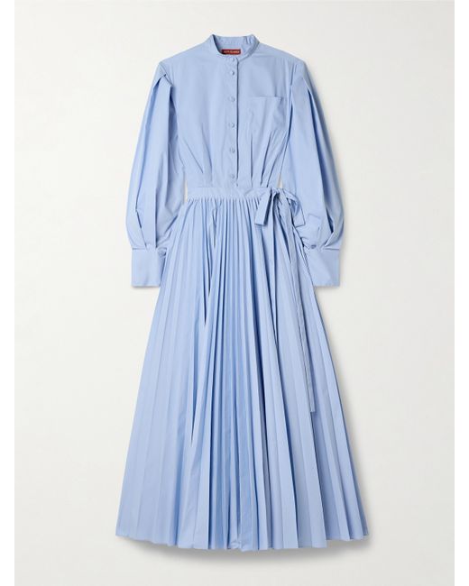 Altuzarra Binoche Pleated Cotton-blend Poplin Maxi Wrap Dress Light