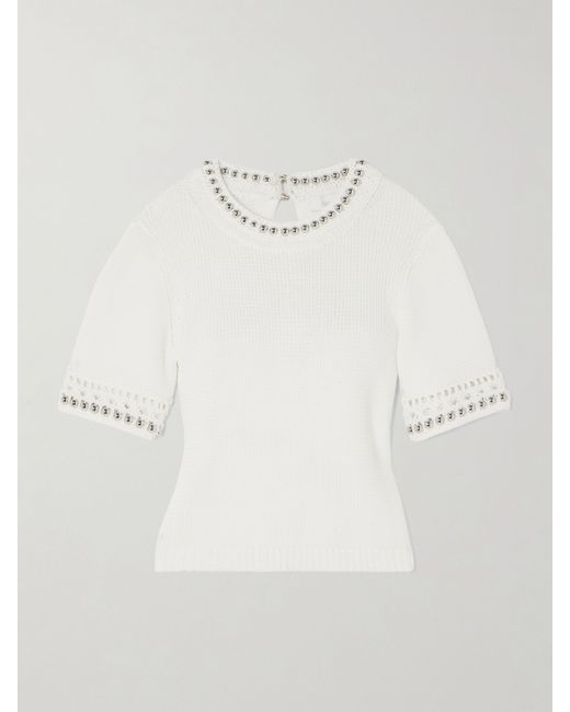 Rabanne Cropped Embellished Crocheted Top