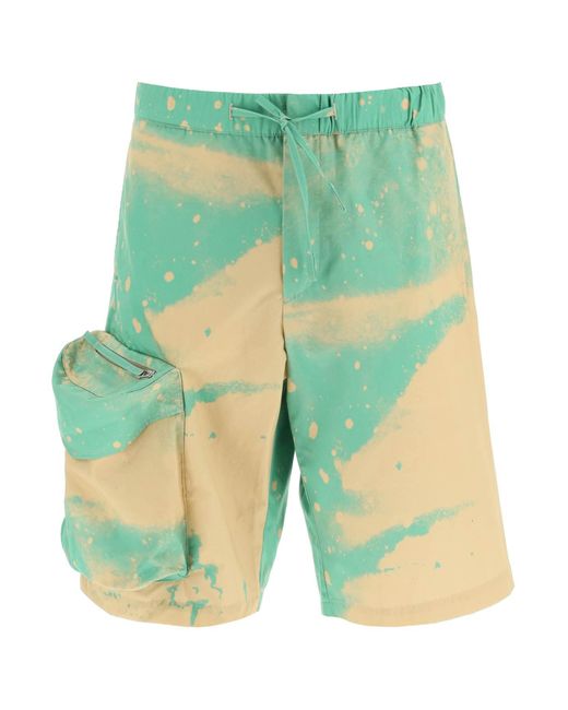 Oamc Smudge Oversized Shorts With Maxi Pockets