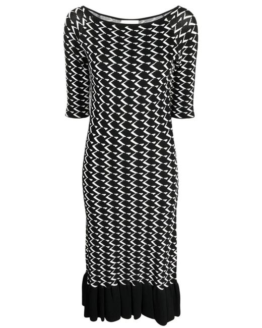 Saiid Kobeisy Jersey Intarsia-Knit Logo Midi Dress