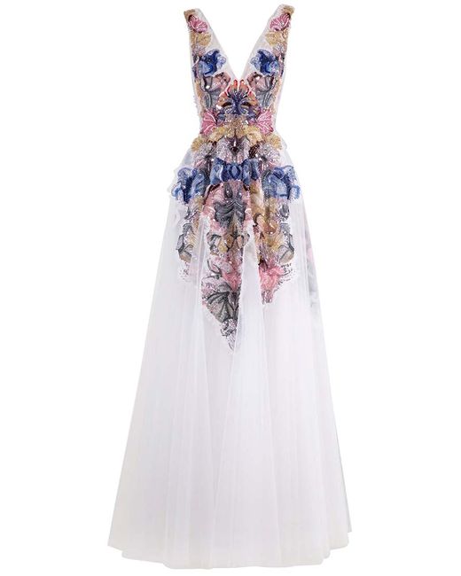 Saiid Kobeisy V-Neck Linen Dress With Beading
