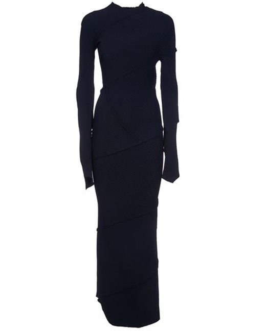 Balenciaga Asymmetrical Ribbed Maxi Dress
