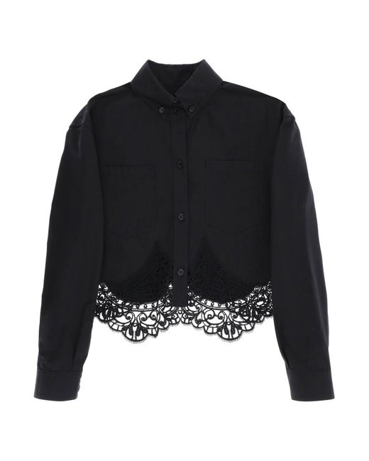 Burberry Cropped Shirt With Macrame Lace Insert