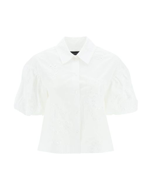 Simone Rocha Cropped Shirt With Embrodered Trim