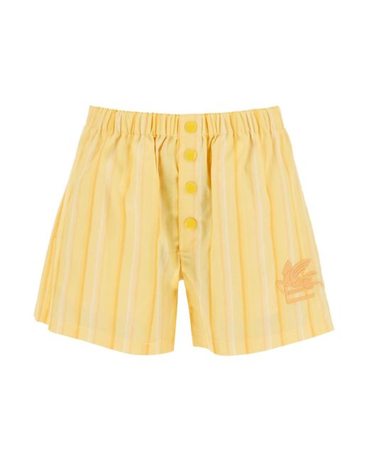 Etro Striped Shorts With Logo Embroidery