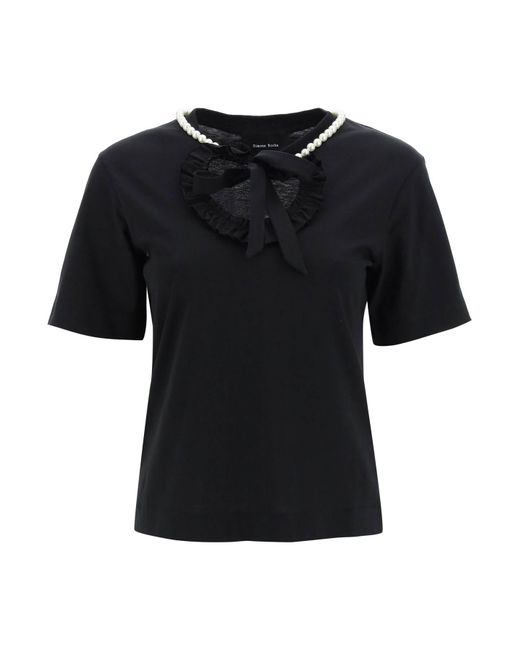 Simone Rocha T-Shirt With Heart-Shaped Cut-Out And Pearls
