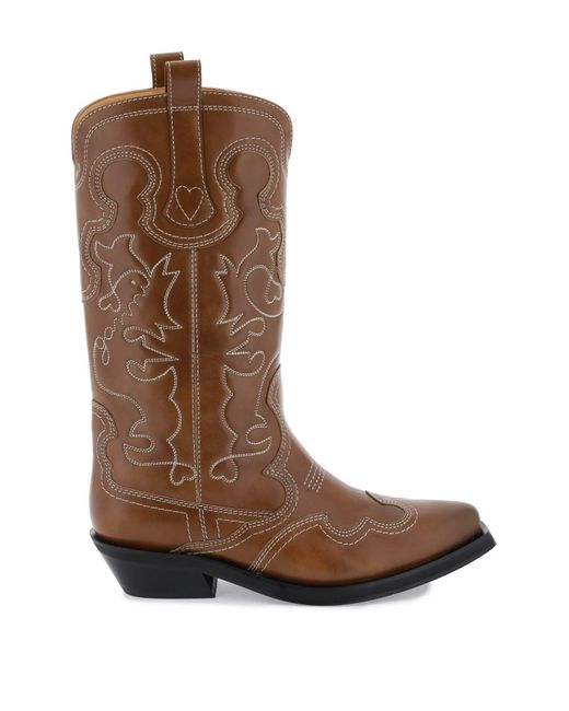 Ganni Embroidered western boots
