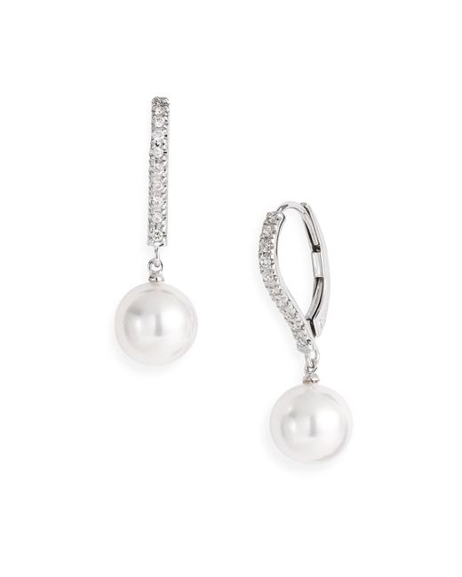 Mikimoto Diamond Akoya Cultured Pearl Earrings