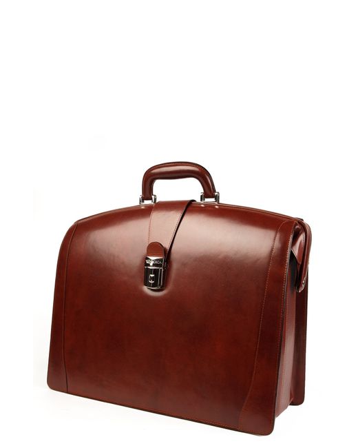Bosca Triple Compartment Leather Briefcase Brown