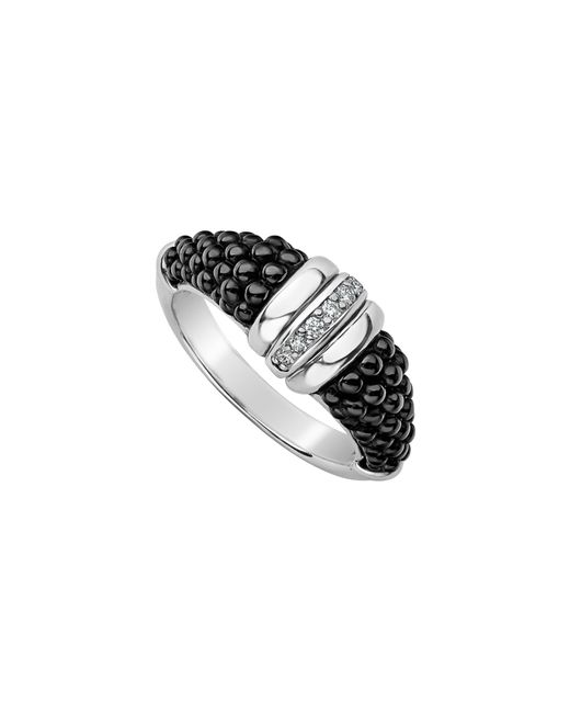Lagos Black Caviar Diamond Tapered Ring