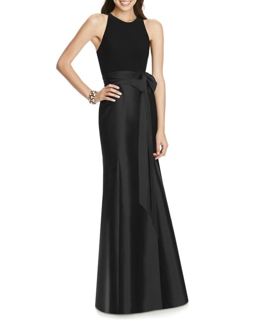 Alfred Sung Mikado Jersey Bodice Trumpet Gown