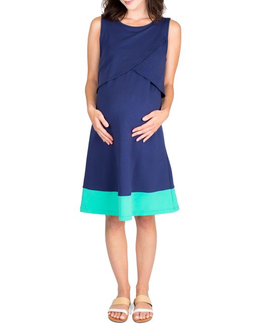 Nom Maternity Sophia Maternity/nursing Dress Blue
