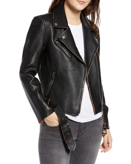 Vigoss Faux Leather Vintage Moto Jacket Black