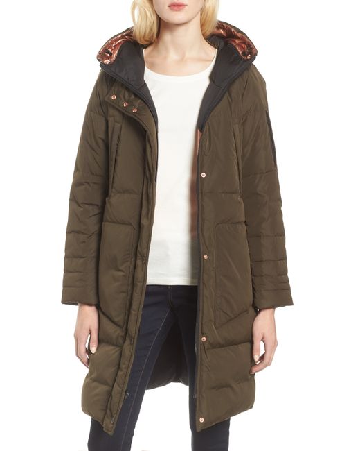 Andrew Marc Reversible Down Pillow Parka Green