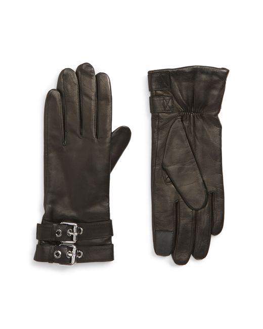 AllSaints Buckled Leather Gloves