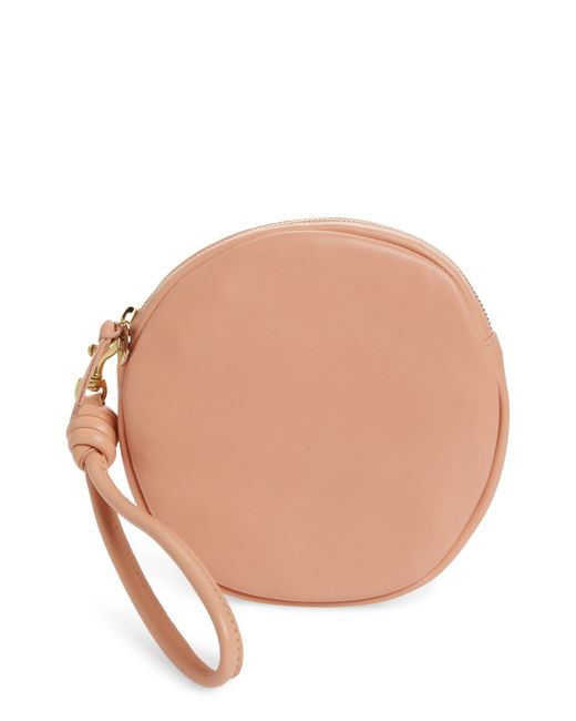 Clare V Clare V. Lambskin Leather Circle Clutch Pink