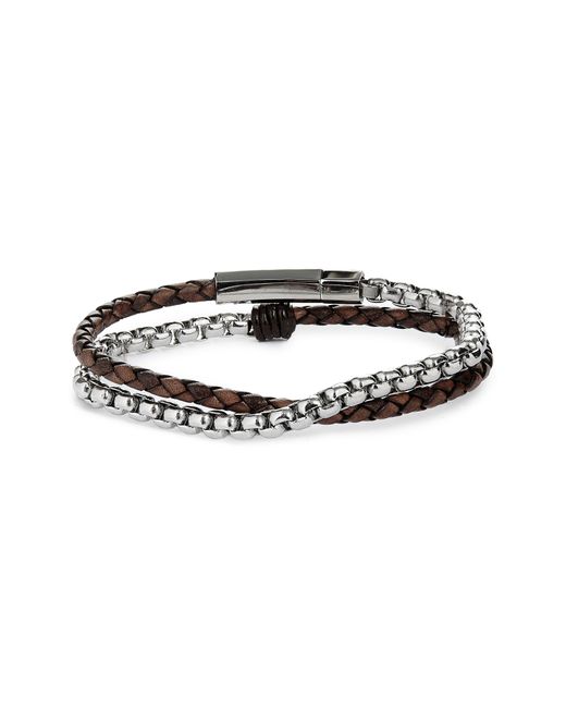 Jonas Studio Braided Leather Chain Double Wrap Bracelet