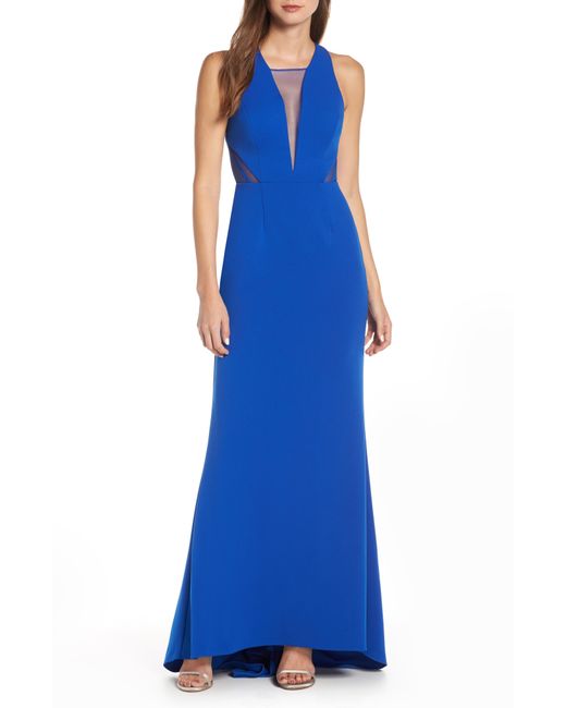 Adrianna Papell Lola Crossback Jersey Halter Gown
