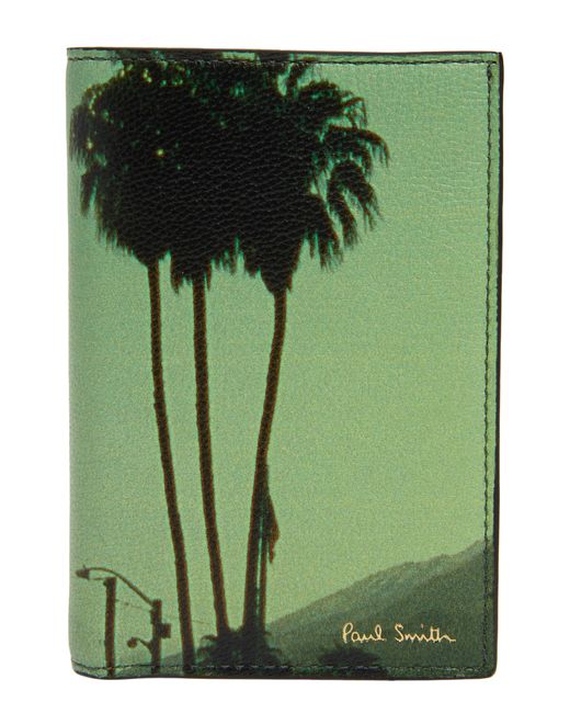 Paul Smith Tall Palm Print Leather Card Case
