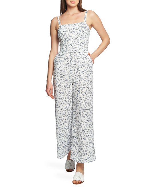 1.State Afternoon Bouquet Back Tie Jumpsuit White