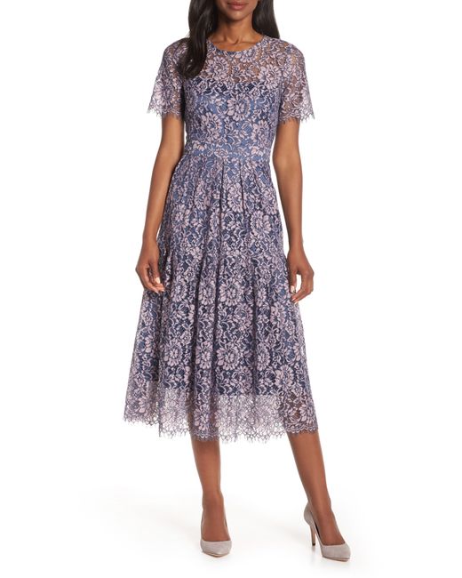 Eliza J Two-Tone Embroidered Lace Cocktail Dress