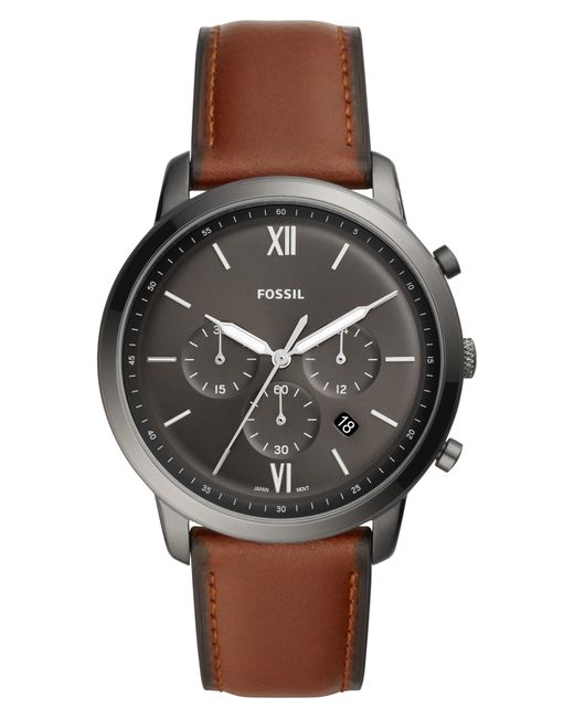 Fossil Neutra Chronograph Leather Strap Watch 44Mm