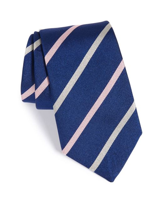 Gitman Vintage Stripe Silk Tie Blue
