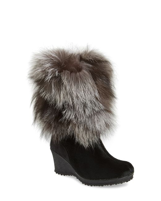 Pajar Angelina Genuine Fox Fur Wedge Boot 7-7.5US