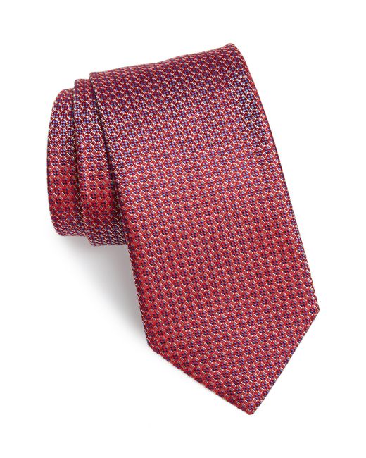 Eton Grid Silk Tie Red