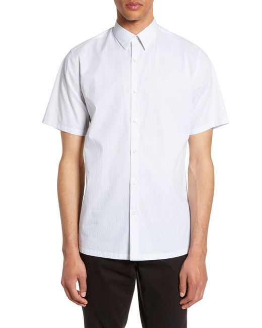 Theory Irving Adder Slim Fit Print Short Sleeve Button-Up Sport