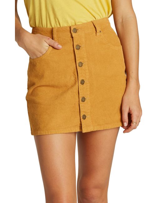 Billabong Good Life Corduroy Miniskirt Yellow