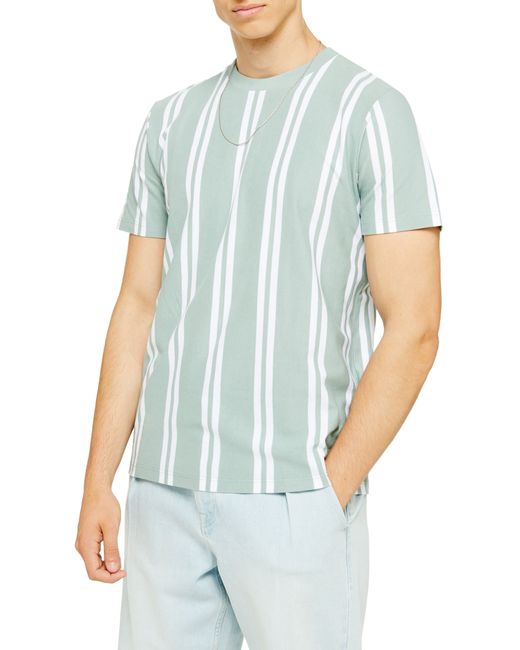 Topman Luke Stripe Classic T-Shirt Green