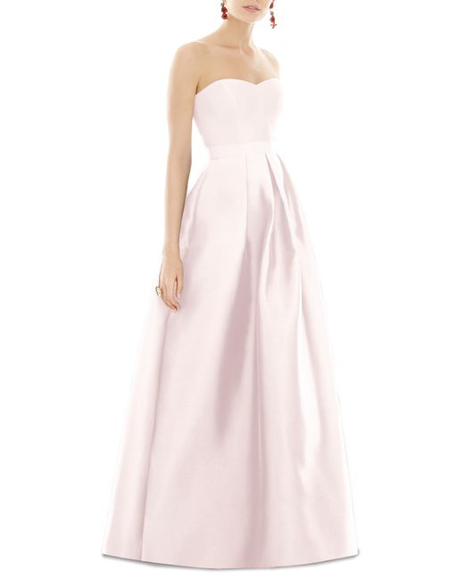 Alfred Sung Strapless Sateen Gown Pink