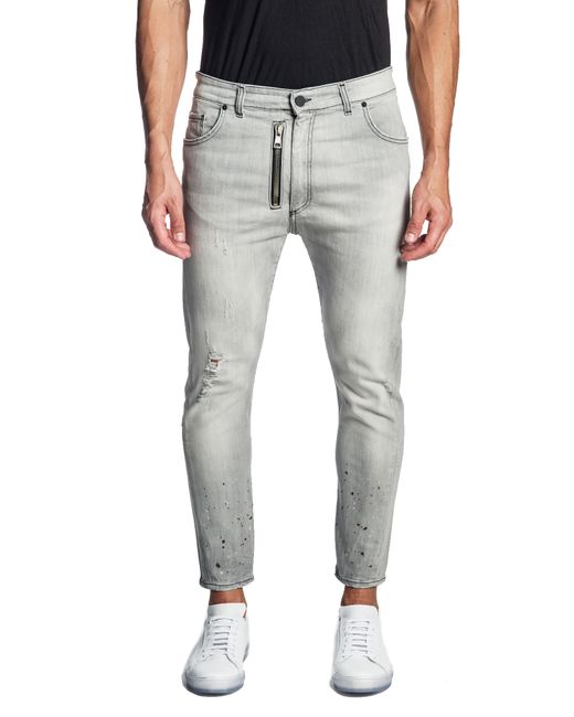 Jared Lang Distressed Skinny Jeans Grey