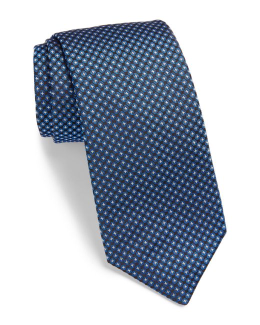 Boss Geometric Silk Tie Blue