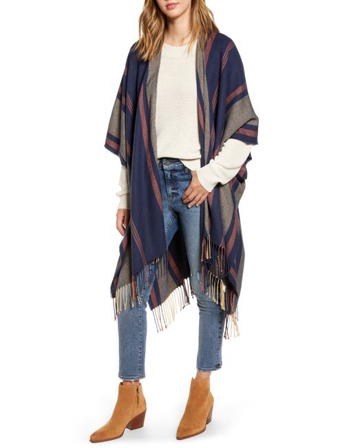 Madewell Variegated Stripe Poncho One Blue Nordstrom