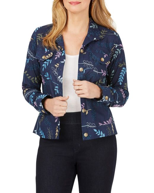 Foxcroft Embroidered Jacket Blue